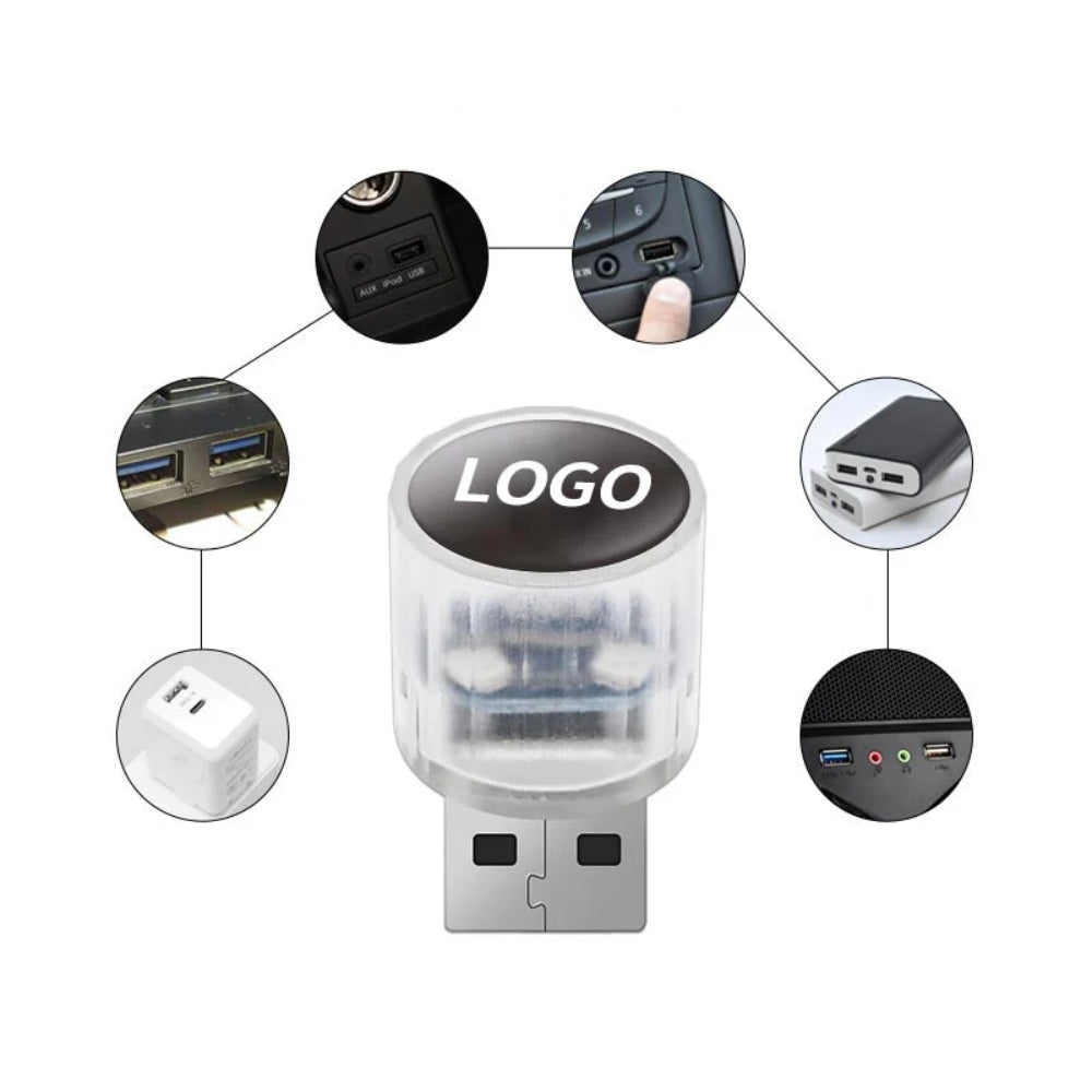 Solas beag LED maisiúil USB don taobh istigh de ghluaisteán