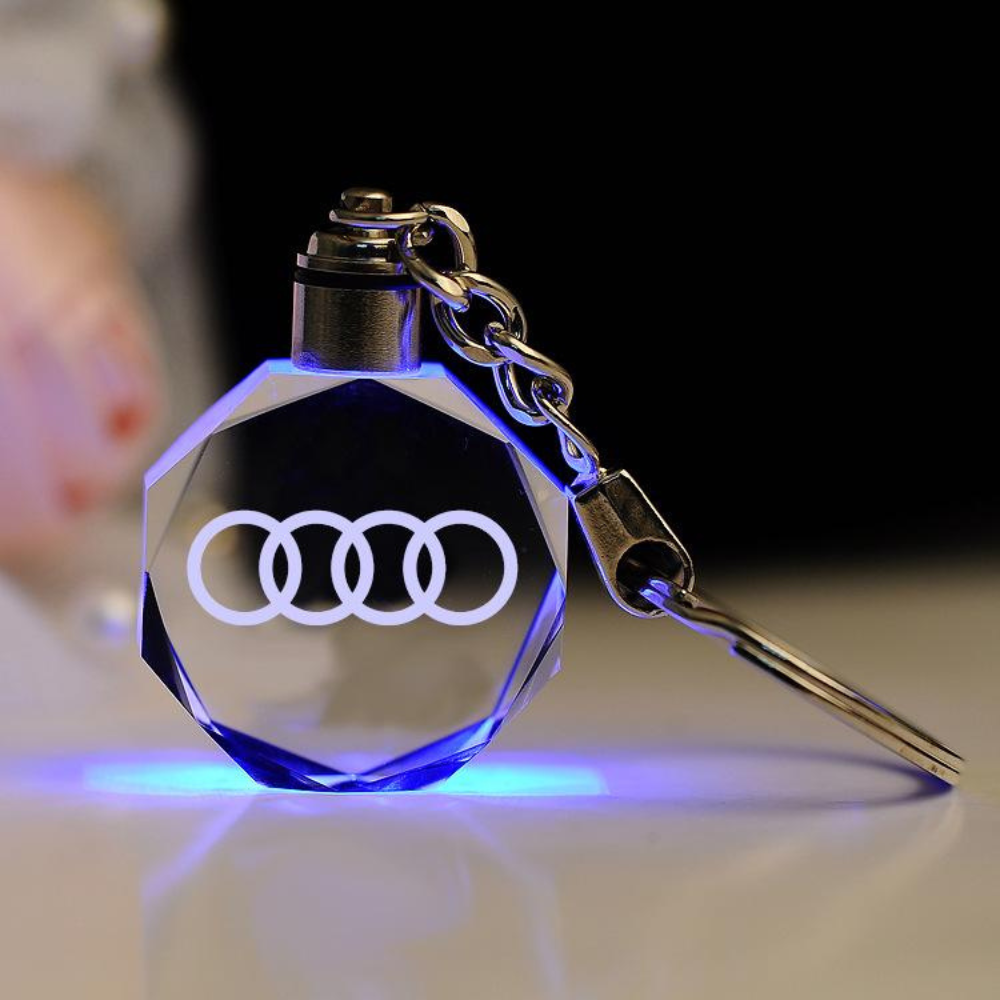 Fonsa eochracha le lógó gluaisteáin 3D i gcriostal
